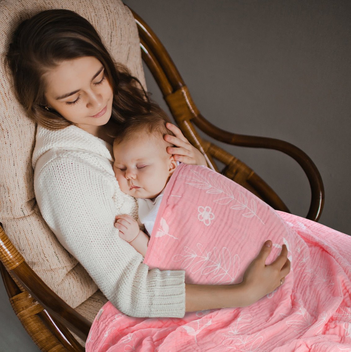 Leaf floral muslin baby blanket
