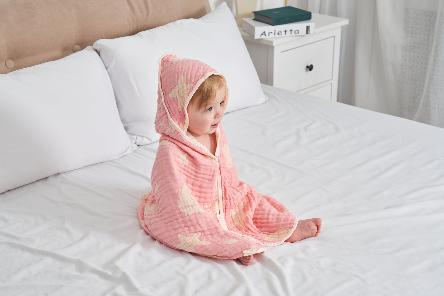 HardNok Ultra-Soft Muslin Baby Hooded Towel - 32 x 32 Inches, Ideal for Bath & Beach, Suitable for Both Boys & Girls from