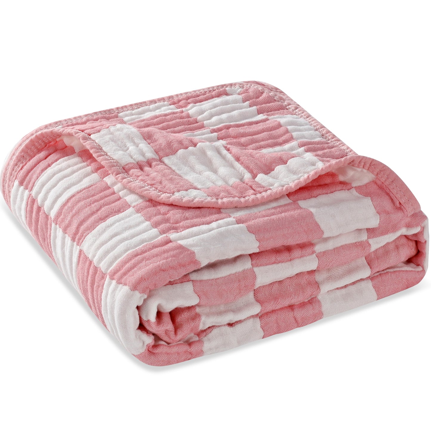 Checkered Ultra Soft Muslin Baby Blanket-Beige