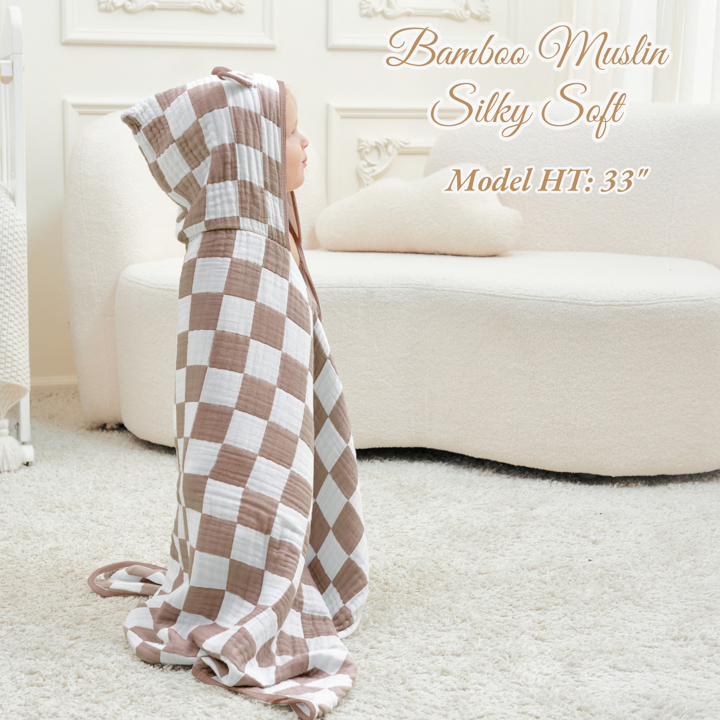 Ultra Soft Checkered Muslin Toddler Towel