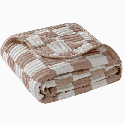 Premium Bamboo Muslin Baby Blanket - [Checkered]