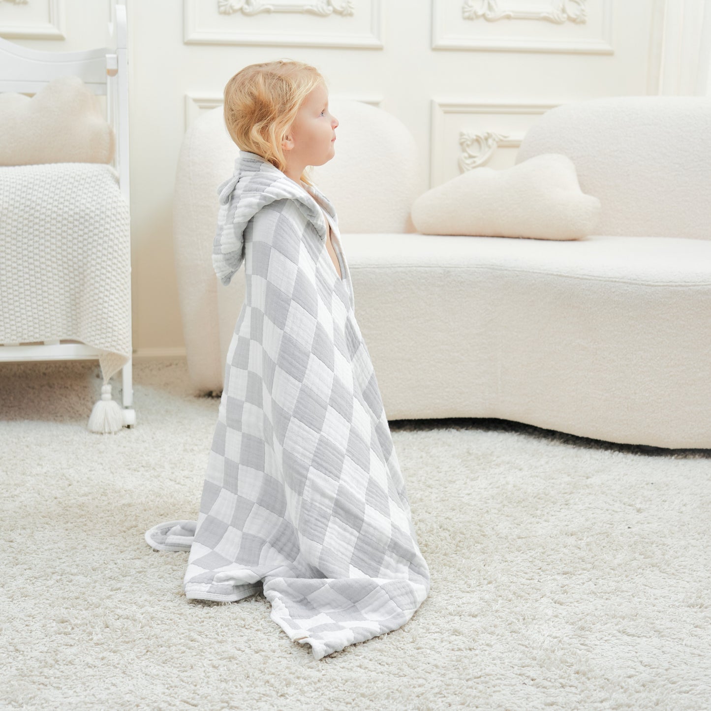 Ultra Soft Checkered Muslin Toddler Towel