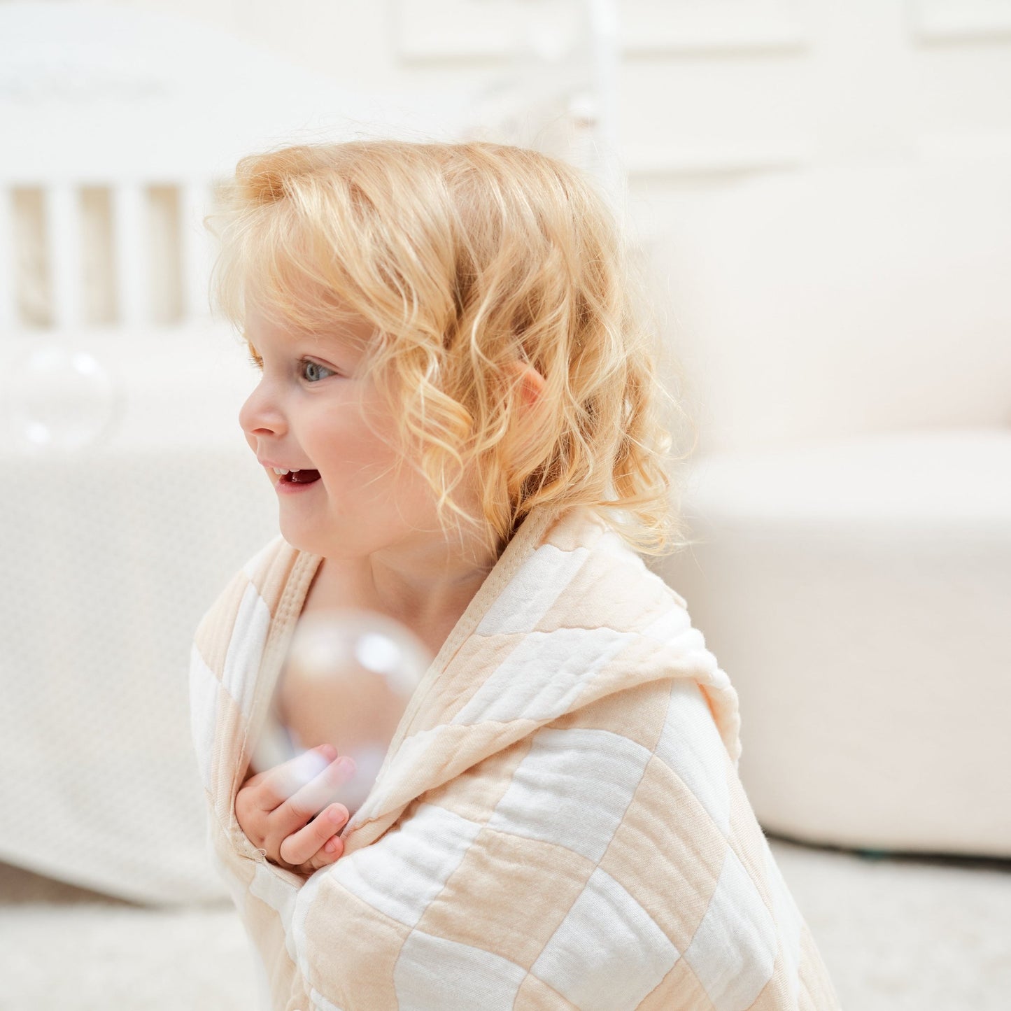 Ultra Soft Checkered Muslin Toddler Towel