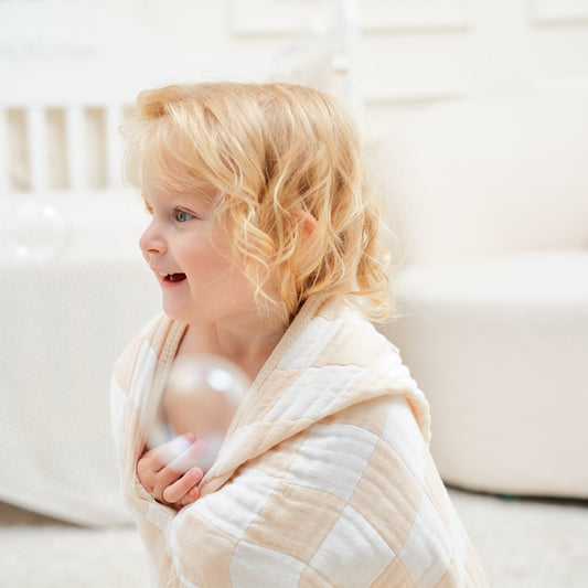 Ultra Soft Checkered Muslin Toddler Towel