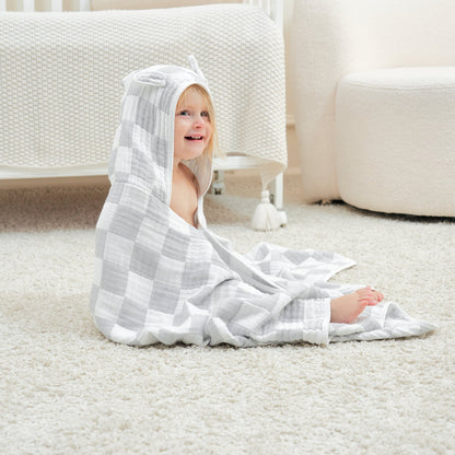 Ultra Soft Checkered Muslin Toddler Towel