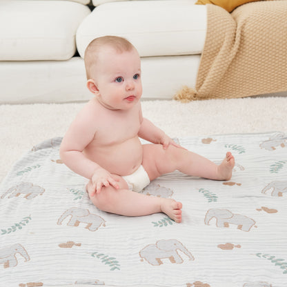 Elephant Forest Ultra Soft Muslin Baby Towel