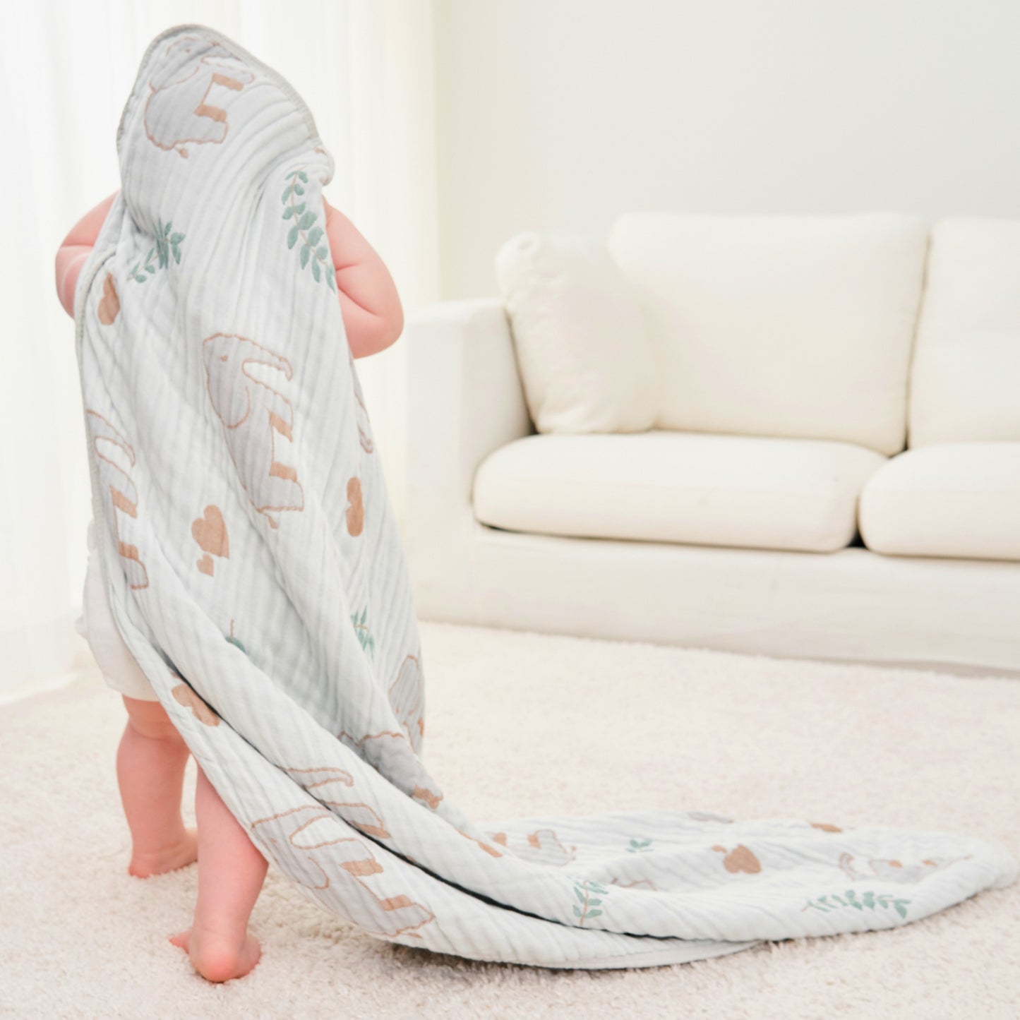 Elephant Forest Ultra Soft Muslin Baby Towel