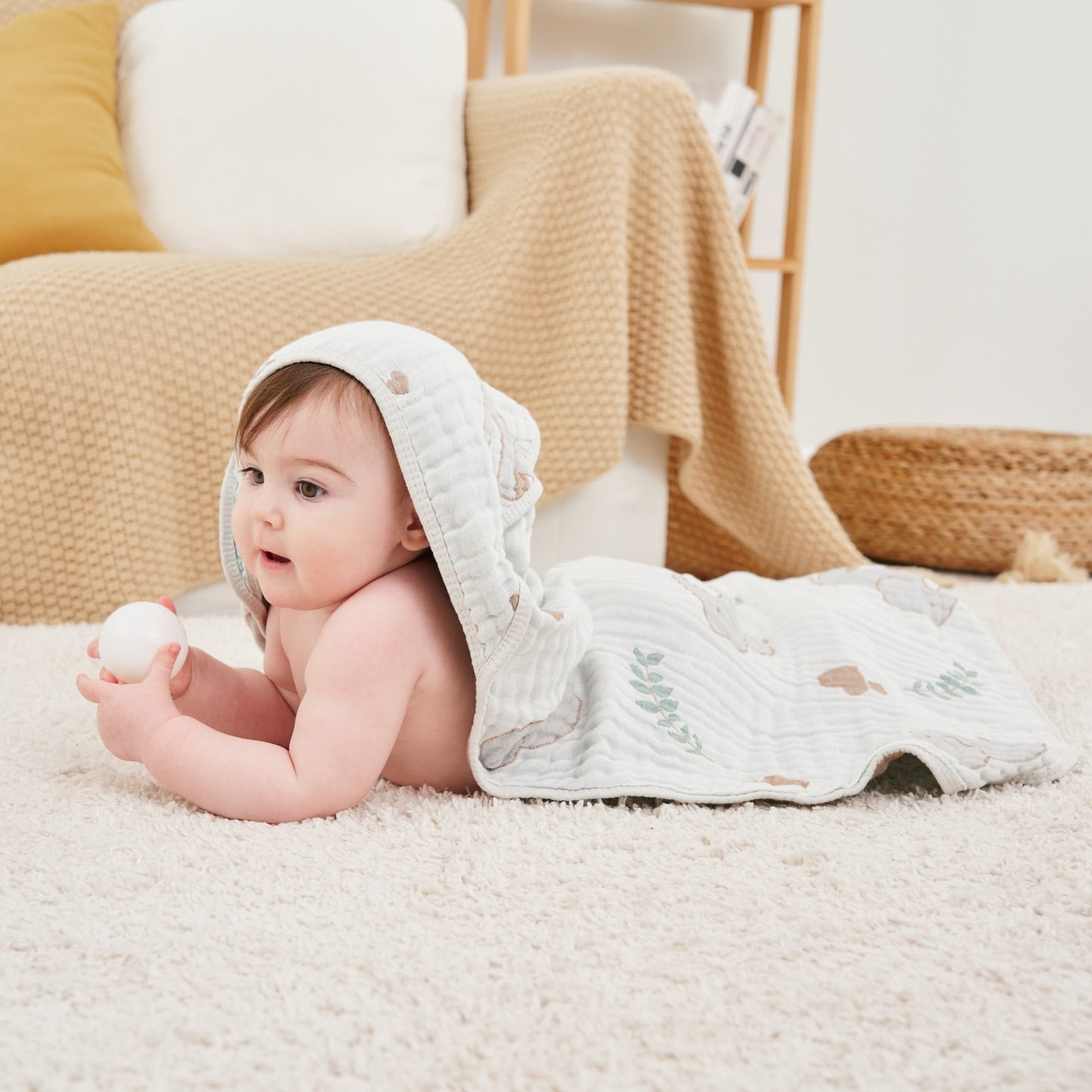 Elephant Forest Ultra Soft Muslin Baby Towel