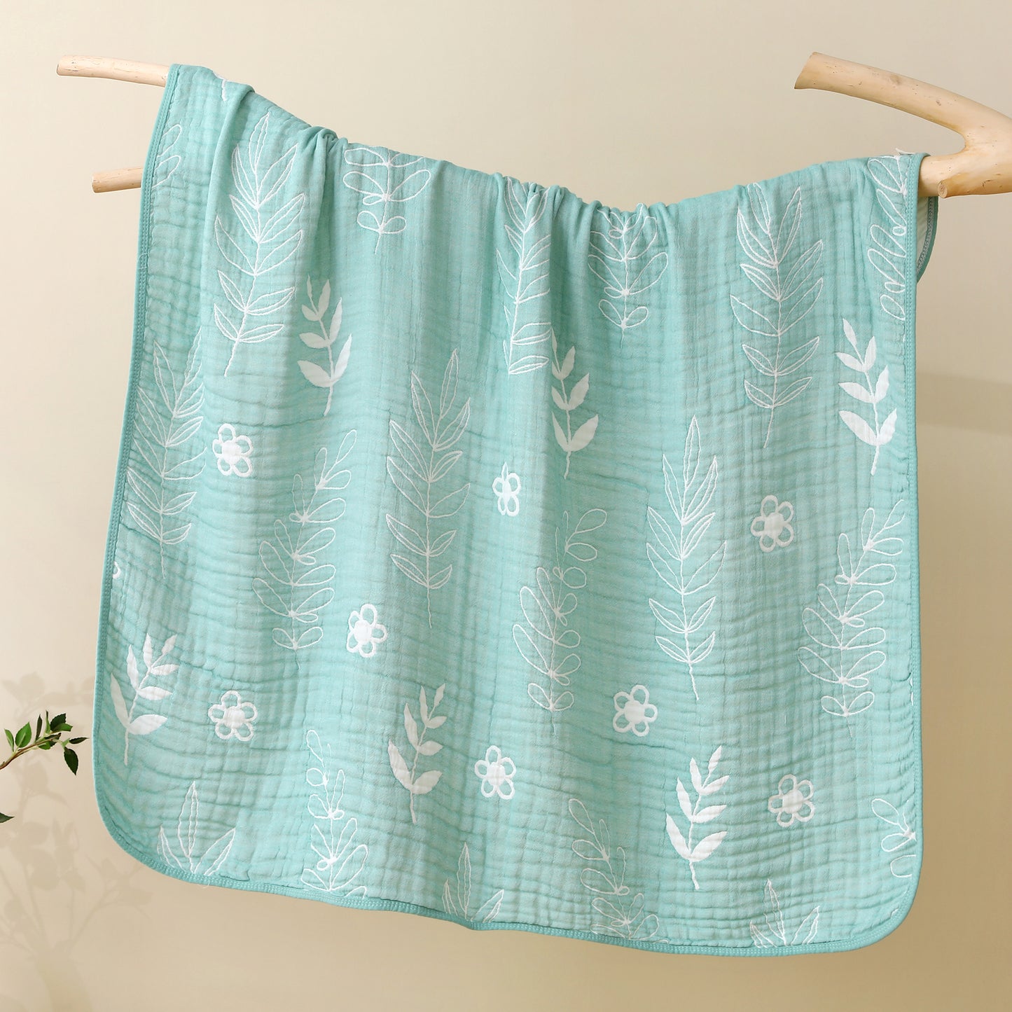 Leaf Floral Ultra Soft Muslin Baby Blanket