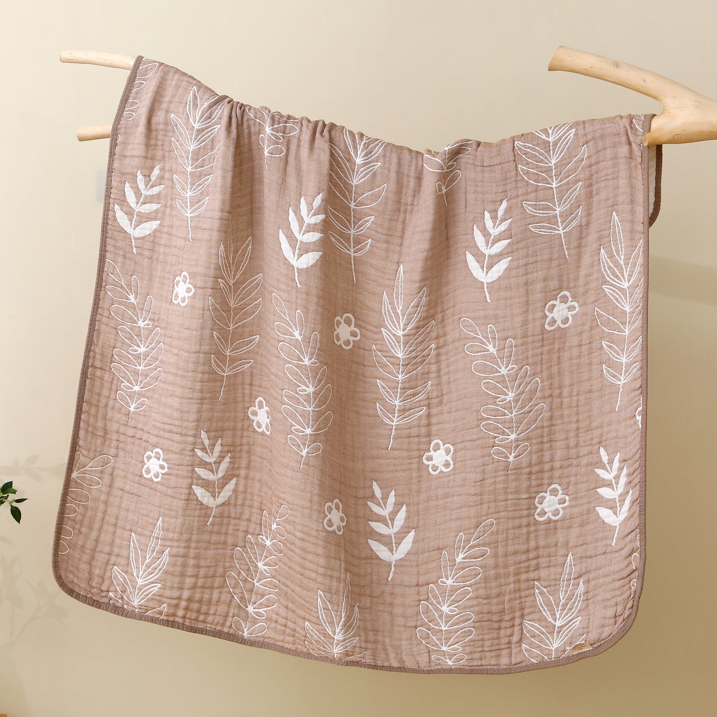 Leaf Floral Ultra Soft Muslin Baby Blanket