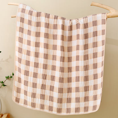 Checkered Ultra Soft Muslin Baby Blanket-Beige