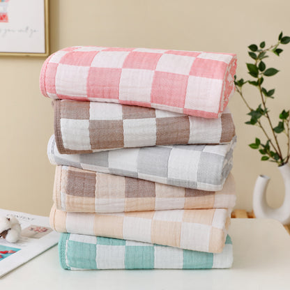 Checkered Ultra Soft Muslin Baby Blanket-Beige