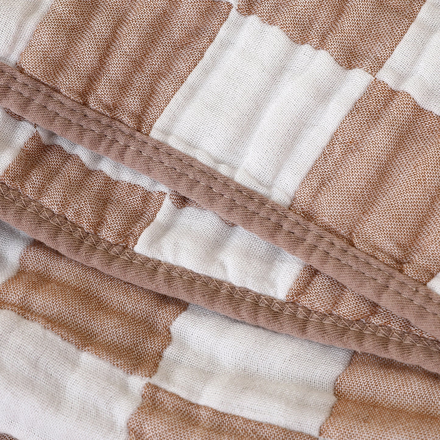 Checkered Ultra Soft Muslin Baby Blanket-Beige