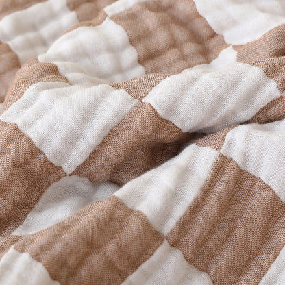 Checkered Ultra Soft Muslin Baby Blanket-Beige