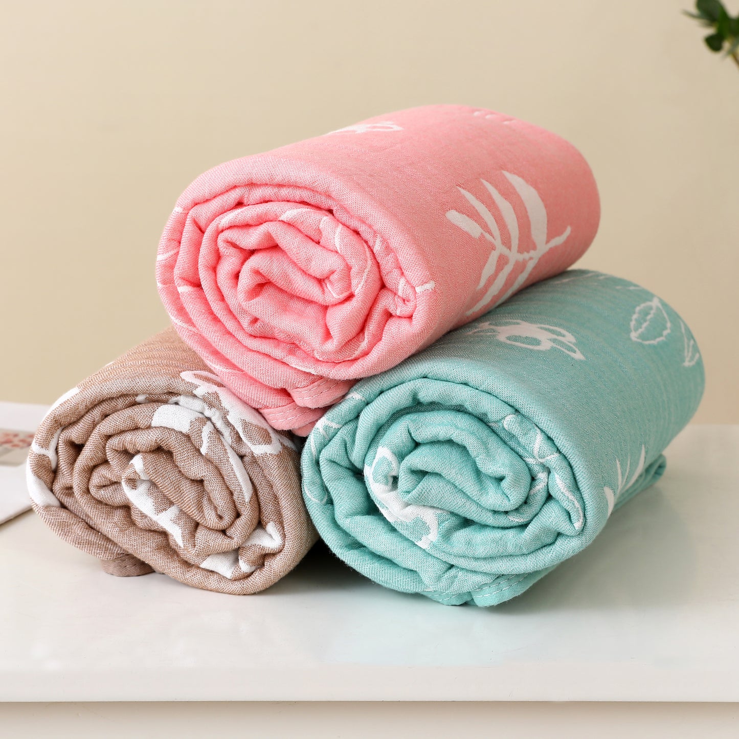 Leaf Floral Ultra Soft Muslin Baby Blanket