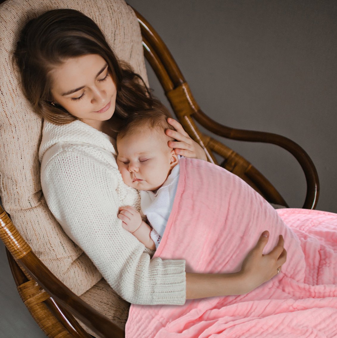 Pure pink muslin baby blanket 