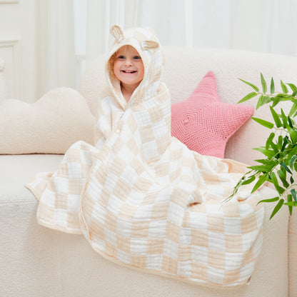 Ultra Soft Checkered Muslin Toddler Towel