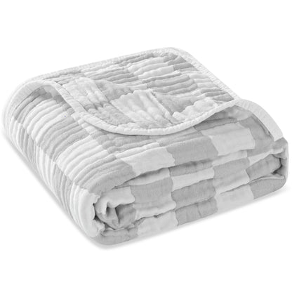 Checkered Ultra Soft Muslin Baby Blanket-Beige